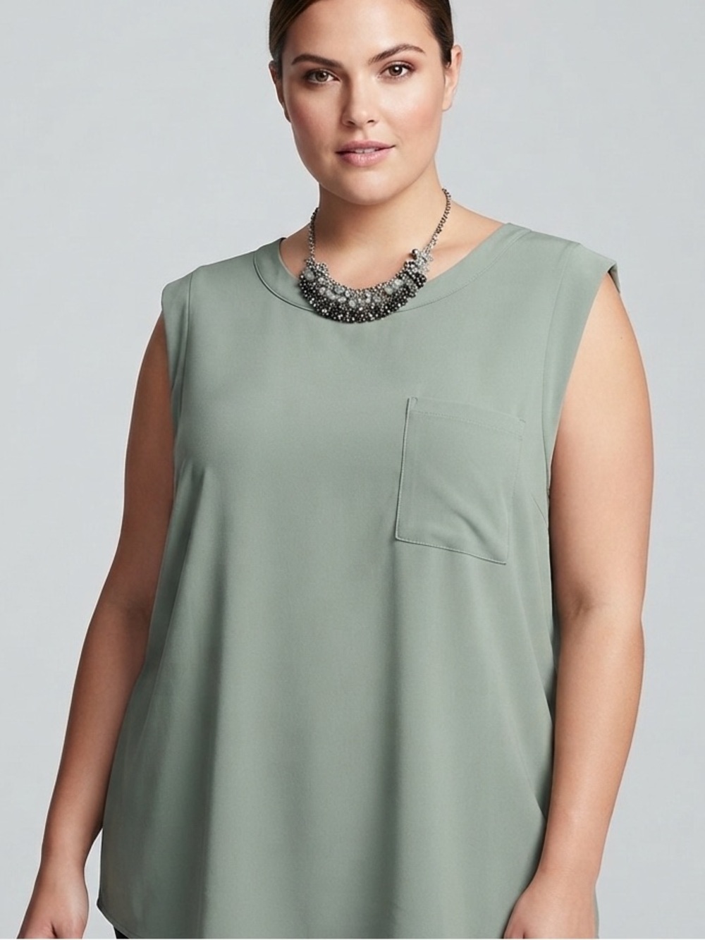 😍CLEARANCE - REITMANS LIGHT Grey Green Sleeveless Top XXL